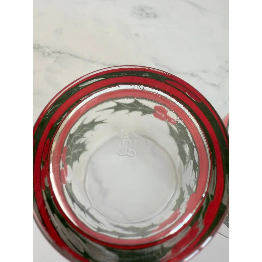 VTG Pair (2) Libbey Holiday Glasses 
